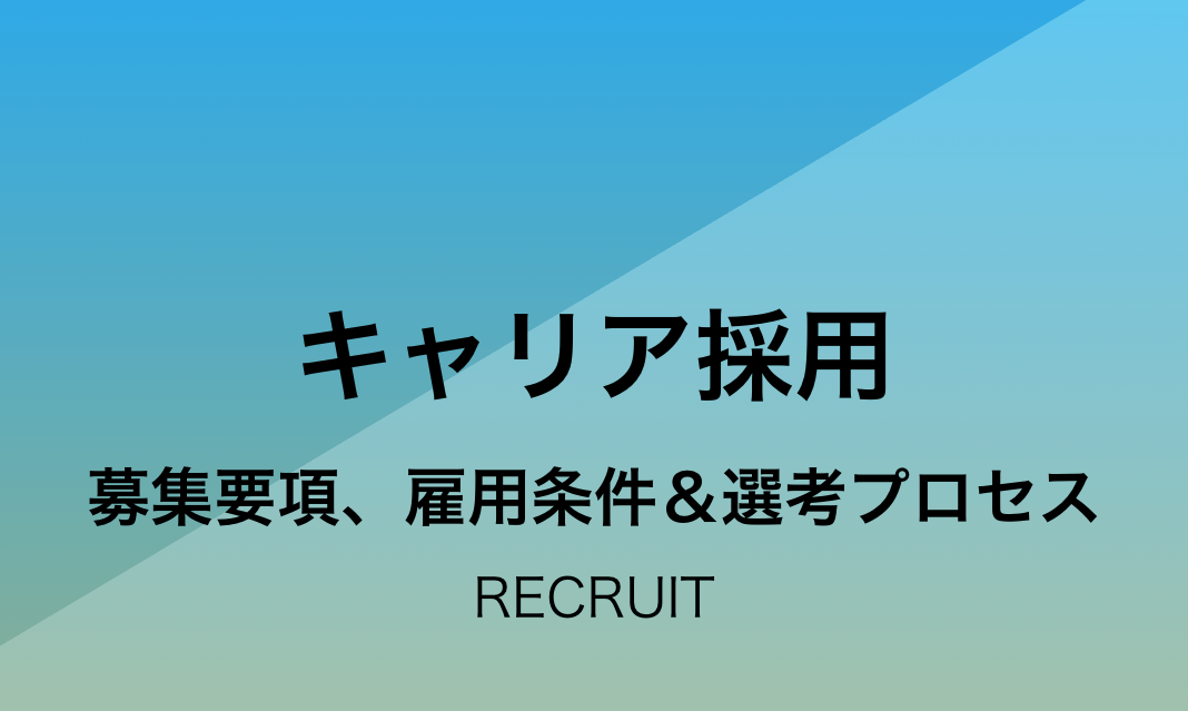 キャリア採用 募集要項、雇用条件＆選考プロセス